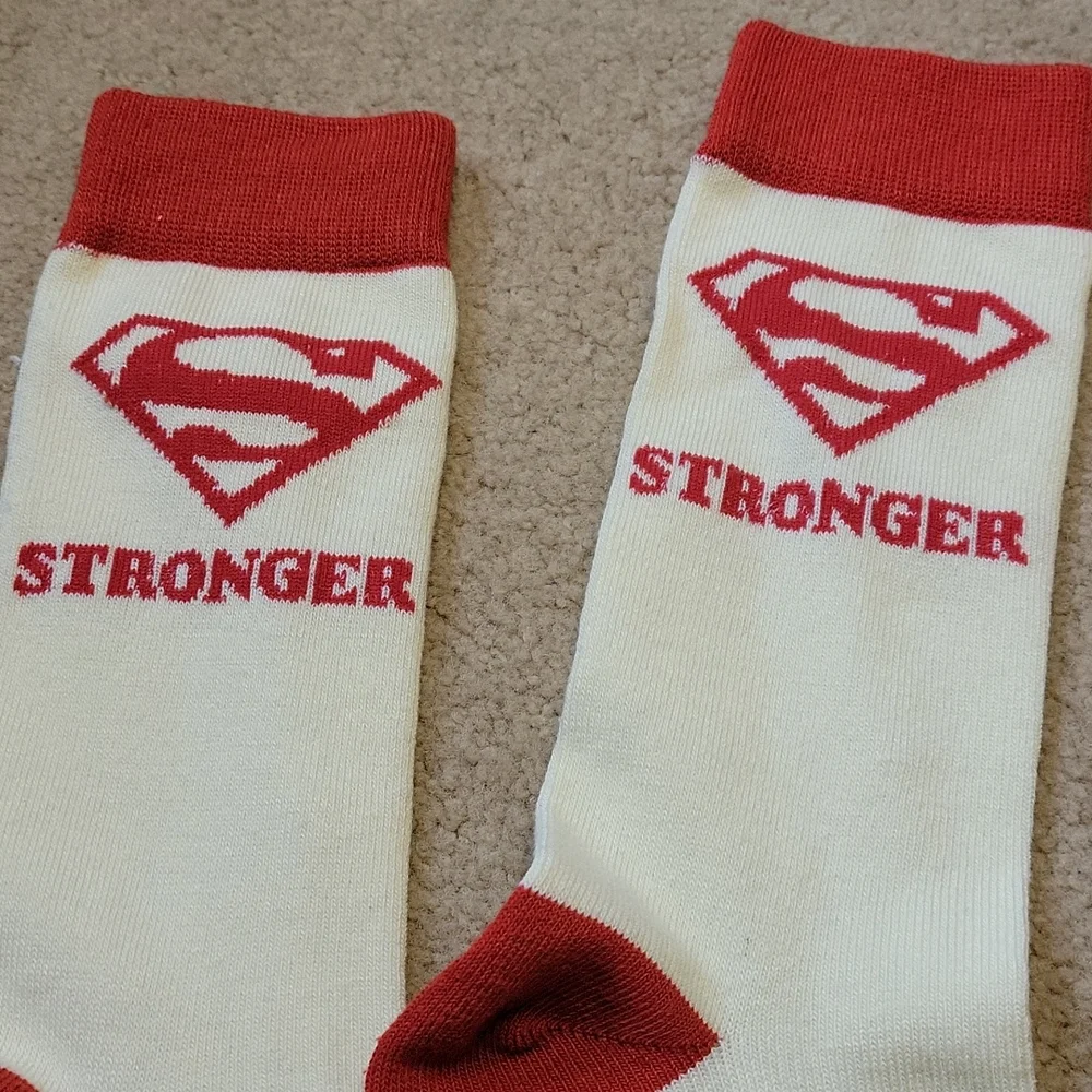 DC Comics Superman Socks Red/Beige Mid Calf 